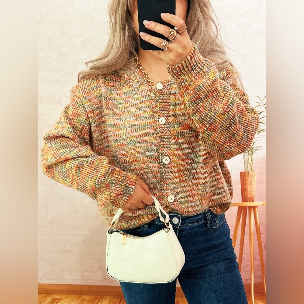 Multi-Colored Knit Button-Down Cardigan - Picture 2 of 12